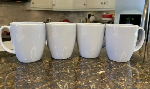 Set Of 4 Corelle Corning Stoneware Light Blue Periwinkle 12oz Mugs Cups Coffee