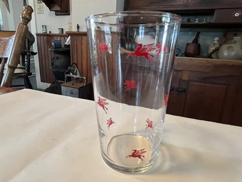 Vintage Mobil Oil Pegasus Advertising Federal Drinking Glass NICE!!