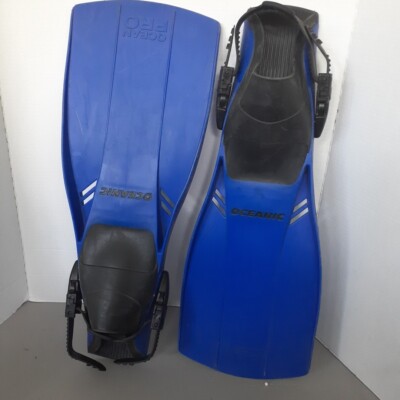 Oceanic Ocean Pro LARGE Blue Black Scuba Diving Fin Vintage Flippers Adjustable