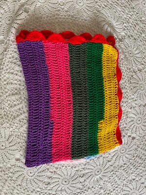 Gehäkelte Regenbogendecke kleiner Überwurf Autodecke Babydecke 34  x 36  
