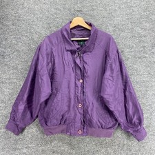 Silk Master Windbreaker Jacket Women S Small Purple Full Zip Silk Collared