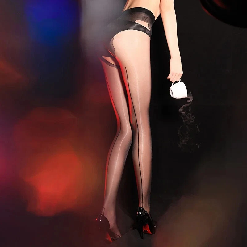 Ölige Jacquard-Sohle Rückenlinie Sexy Strümpfe – Seidiges Öl-Glänzendes Finish - Bild 2 von 4