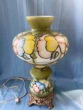 Vintage Accurate Casting Lamp Flowers Faux Stained Glass