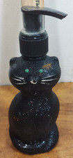 Black Glitter Cat Shaped Soap Dispenser 6.5" T x 2.5" W Halloween