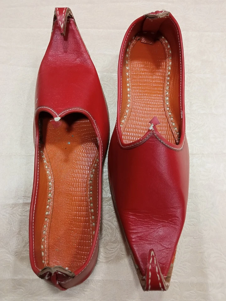 Mujeres Punjabi Zapatos Hechos a Mano Cuero Indio Mojaries Mocasín Jutties EE. UU. 9.5-13 Foto 4 de 4