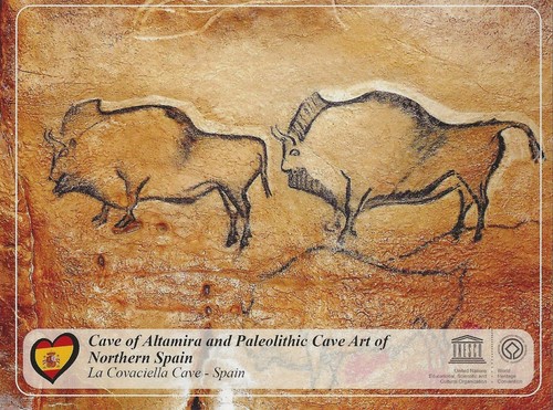Postcard Spain Cave of Altamira & Paleolithic Cave Art La Covaciella UNESCO MINT
