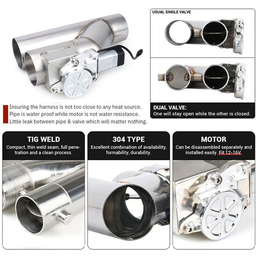 2.5'' Y Pipe Electric Exhaust Dual Valve Dump Control Valve Kit w/ Remote Switch - Picture 3 of 15