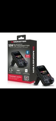 Monster Bluetooth FM Transmitter, 18W USB Charging, LCD Color Screen, Hands-Free