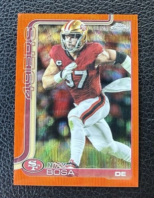 2025 Topps Chrome NFL Nick Bosa #264 Orange Wave Refractor /25
