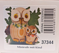Mini-Eule Mit Kind Holzfigur 7Cm Orig. Erzgebirge Handarbeit Fa. Kuhnert Sammler