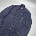 Hugo Boss Men Blue Linen Blend Safari Field Jacket Blazer 52 Casual Multipocket