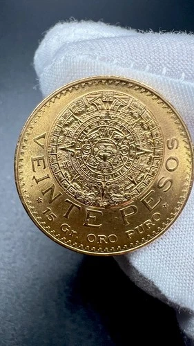 1959 MEXICO 20 Veinte PESOS GOLD COIN UNCIRCULATED AZTEC EAGLE 16.6 GRAMS