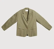 Oak & Fort Women’s 100% LINEN RELAXED FIT BLAZER In Dark Aloe Size S New