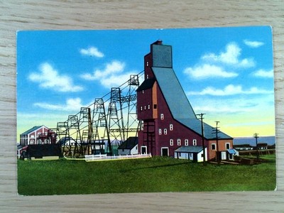 Vintage Copper Mining Shaft Keweenaw Michigan Curteich Linen Postcard