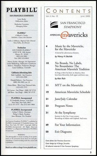 Playbill: American Mavericks Festival June 2000 - Picture 2 of 2