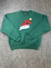 Vintage Cross Creek Mens Medium Green Santa Claus Christmas Sweatshirt USA Made