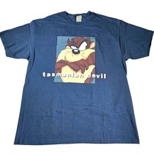 Vintage 1999 Warner Bros Tasmanian Devil T Shirt Looney Tunes Mens Size XL Blue