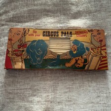 Jouet ancien années 1940 découpé cirque pals papier soda fontaine pailles USA CB338