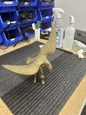 Vintage Brass Eagle on Log Americana Decorative Statue Hawk Large Heavy 28cm