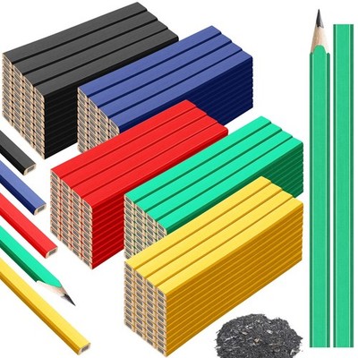 Mimorou 200 Pcs Carpenter Pencil 7 Inch Flat Octagonal 5 Colors Hard Black Carpe