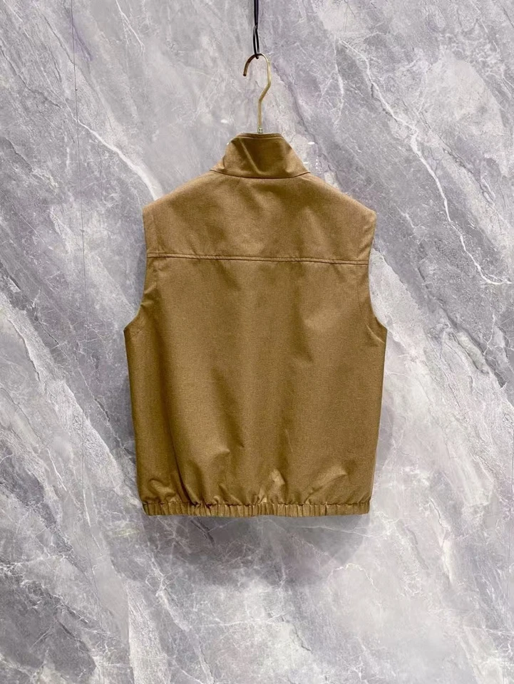 Brunello Cucinelli Men's Business Casual Classic Pocket Reversible Vest Khaki - Image 2 of 4