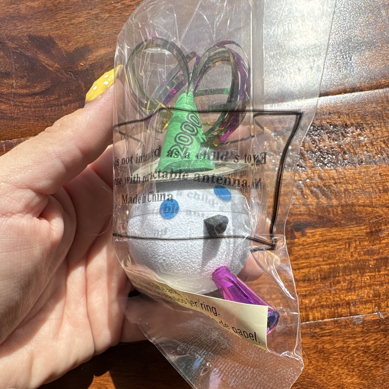Snowman Antenna Topper White Head Green Party Hat Purple Accessories 2000
