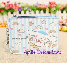 Cinnamoroll Bakery Light Blue Striped ID Cardholder Coin Purse Keychain Wallet