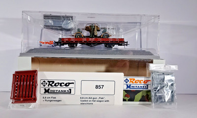 Roco 857 Ltd Edtn (850 pcs)  88mm Flak Gun on Flat- See Complete Description HO