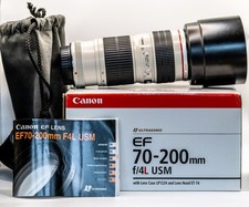 Canon EF 70-200mm f/4L USM Telephoto Lens with Hoya UV Filter, Boxed, Excellent 
