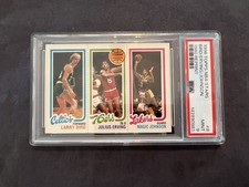 1996-97 Topps Stars 1980-81 Topps Magic Johnson Larry Bird Rookie Reprint PSA 9