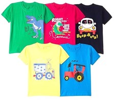 Pack of 5 - Kids Boy's Cotton Printed Regular Fit T-Shirt