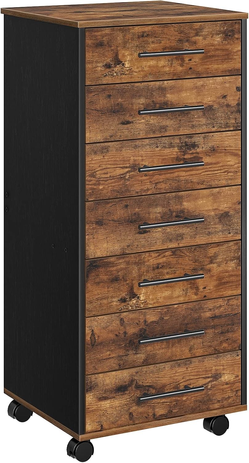 7-Drawer File Cabinet Wooden Office Cabinet W/ Drawers Mobile Storage Filing