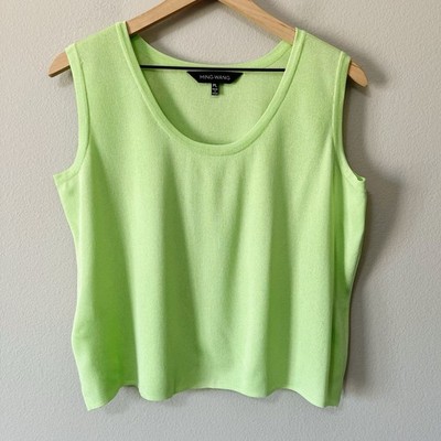 Ming Wang Scoop Neck Shell Tank Top Light Green Size Petite Large Layering