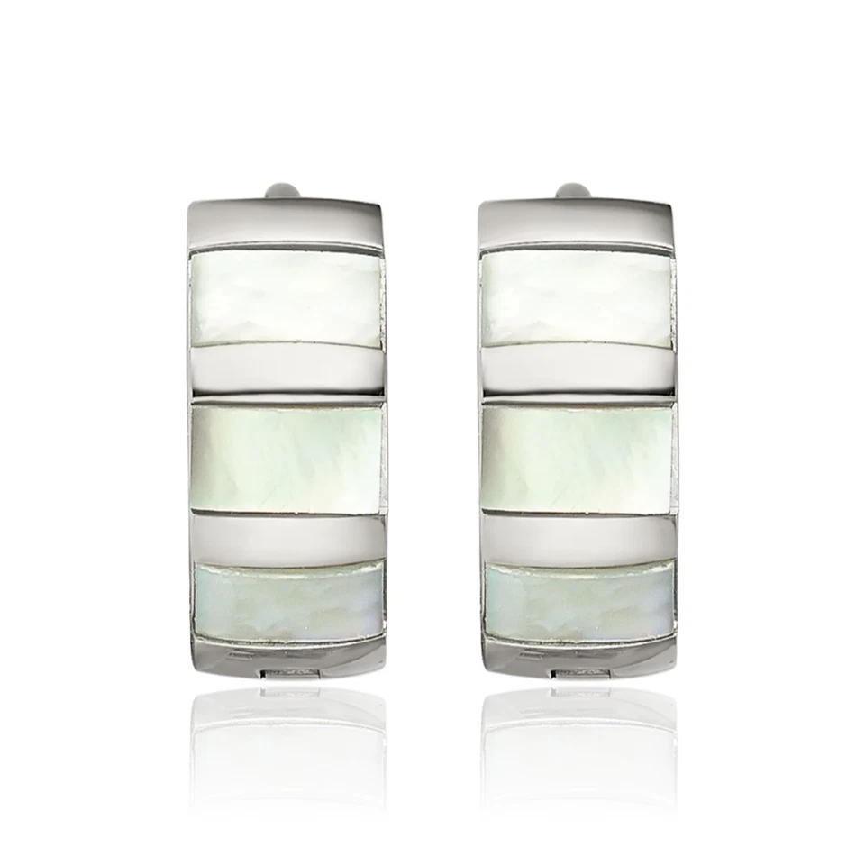 Stainless Steel Shell Pearl 5mm Huggie Small Hoop Earrings - Image 3 of 4