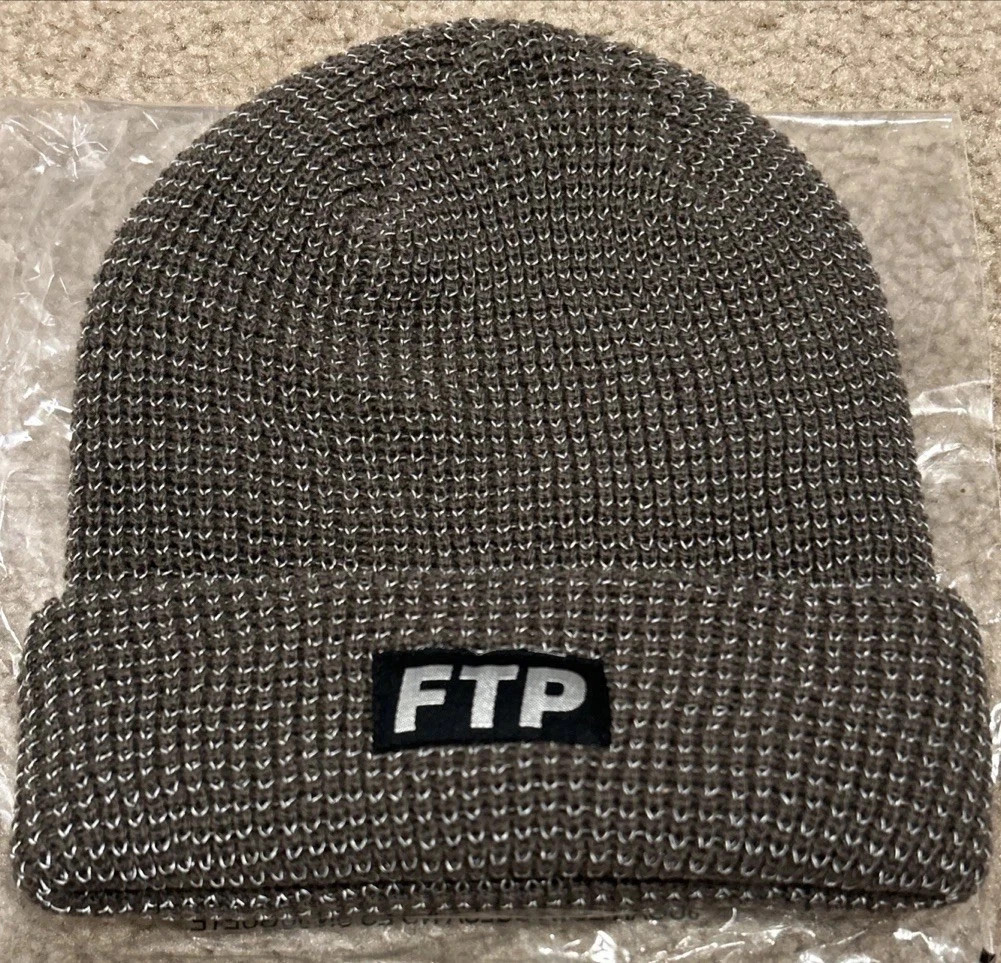 NWT Fuckthepopulation FTP Reflective Knit Logo Beanie Olive Brand
