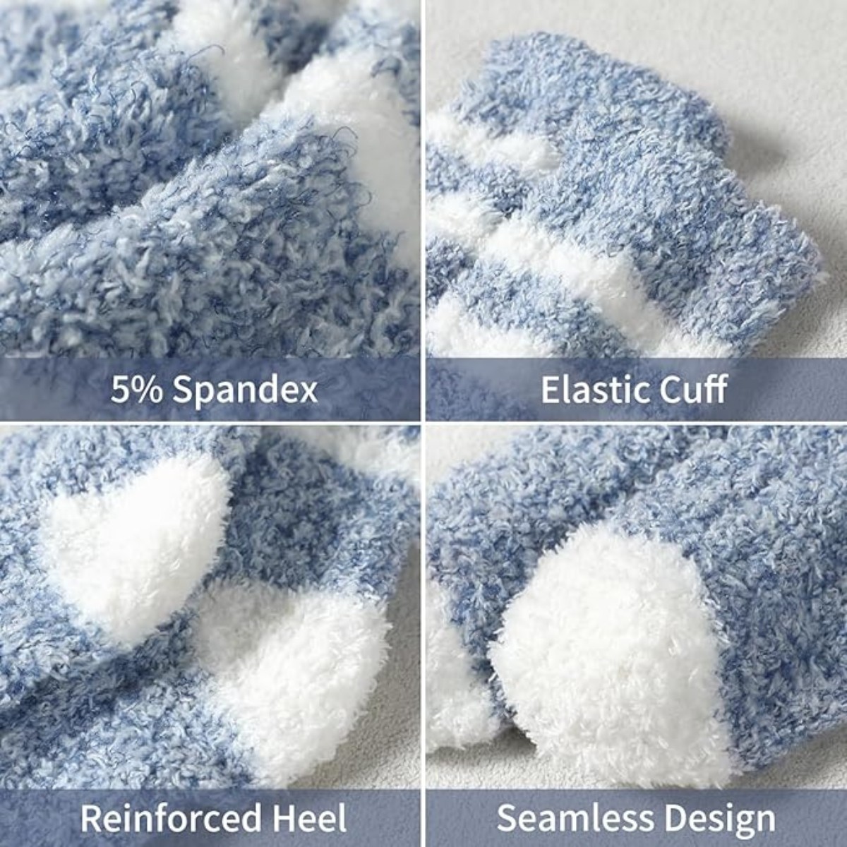 Womens Socks Winter 5 Pairs Cozy Slipper Fluffy Warm Footies Sleeping Soft Knits