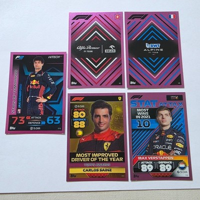 Topps F1 Attax 2022 & 2023 - Bundle X 5 Pink Parallel Cards [Max, Jack, Carlos]