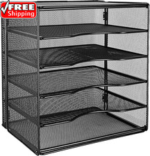5-Tier Mesh Desk Organizer, File Holder, Paper Sorter for Office Supplies, Mail,