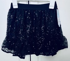 Cat  Jack Girls SMALL 6-7 Sequins Lace Skirt NWT Dress Up Black Frilly