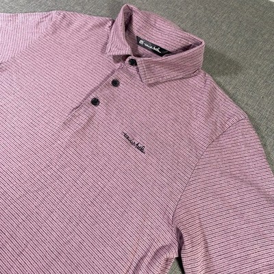 Travis Mathew The Peninsula Club Striped Polo Shirt Mens Size M Golf
