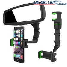 360 Car Rearview Mirror Rotation Adjustable Phone Holder Mount Multifunction