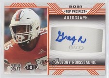 2020 Sage Hit 2021 Top Prospect Orange Greg Rousseau Gregory #21GR Auto 0jk3