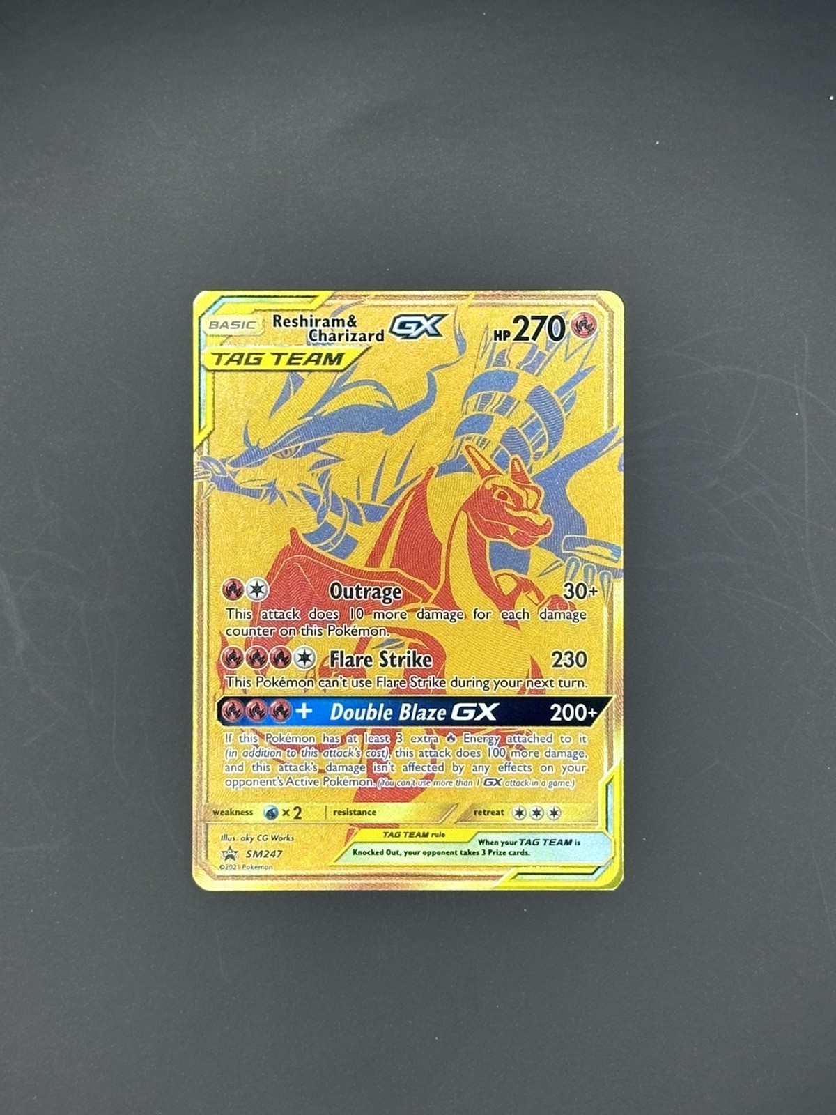 Pokemon - Reshiram & Charizard GX - SM247 Sun & Moon Tag Team Promo - NM