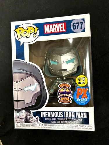 Funko Pop #677 Infamous Iron Man PX Exclusive Glow In The Dark NEW