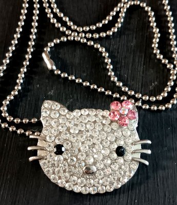 Hello Kitty Crystal Necklace Pendant & Pop Lock Chain