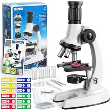 65Pcs Microscope Kit Toys 100X-1200X Magnification for Kids 3-13