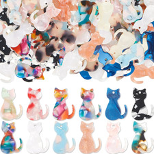 40 Pcs Cat Charms for Jewelry Making Crafting Acetate Cat Beads Cute Pet Charms