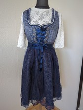 Women's dirndl dress blouse apron blue white size 2XL
