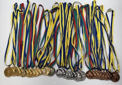 Huge Lot of 29 Special Olympics Silver Bronze Medals Skill Courage Sharing Joy - product listing photo