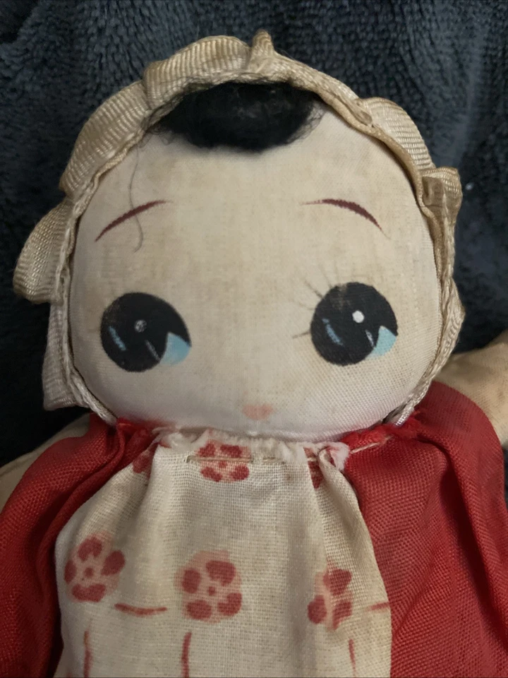 "Antigua muñeca Bunka japonesa del período Taishô (1912-1926) hecha a mano Ragdoll saco de 8""" Foto 2 de 4